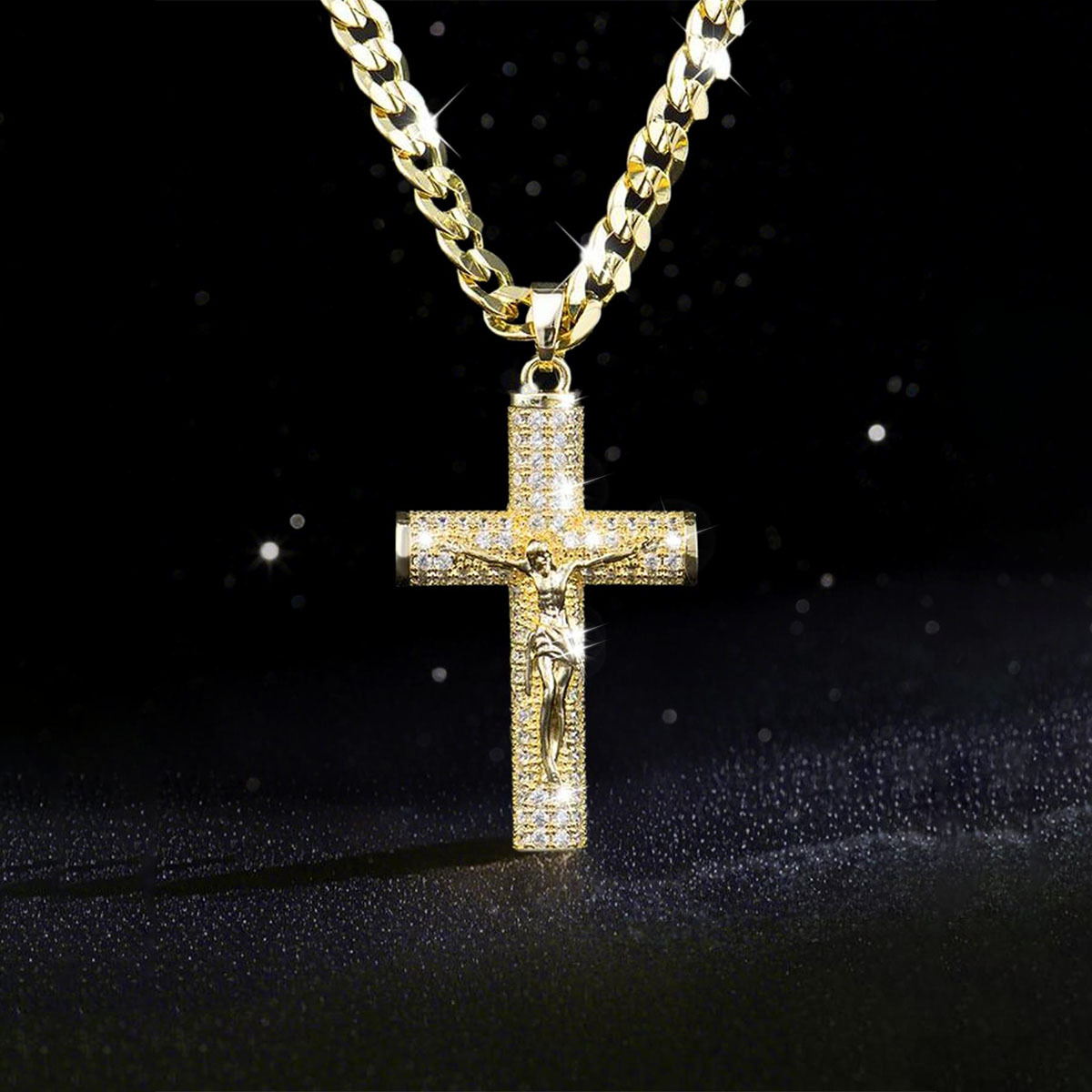 Men'S Fashion Gold Chain - Kalung Salib Berlapis Emas untuk Pria,