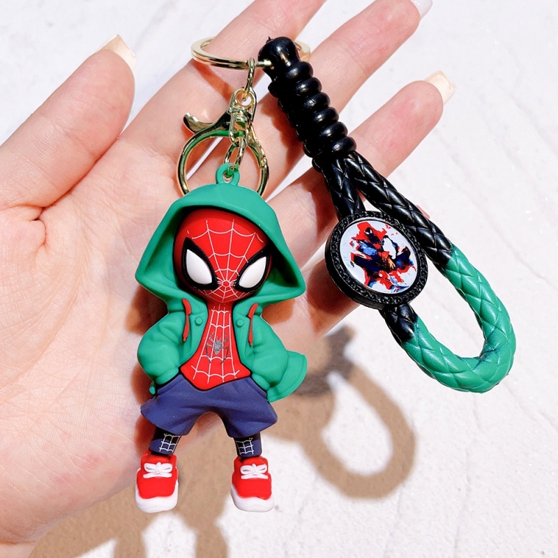 Men Fashion Key - Gantungan Kunci Silikon Spider-Man Kartun, Liontin