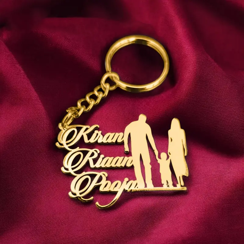 Men'S Fashion Gold Chain - Gantungan kunci pelat nama nomor keluarga