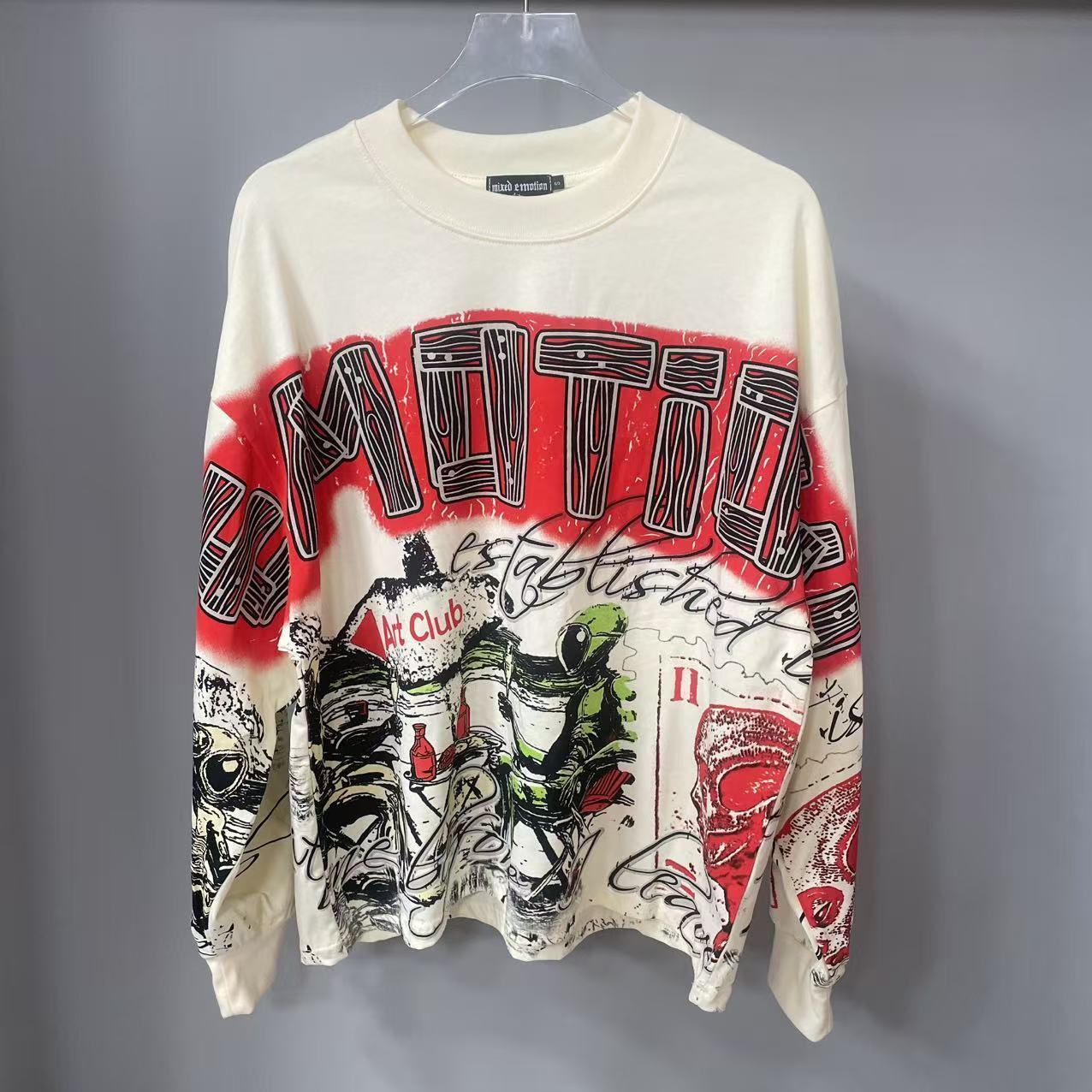 Streetwear Hoodie - Kaos Lengan Panjang MIXED-EMOTION Desainer Berkualitas