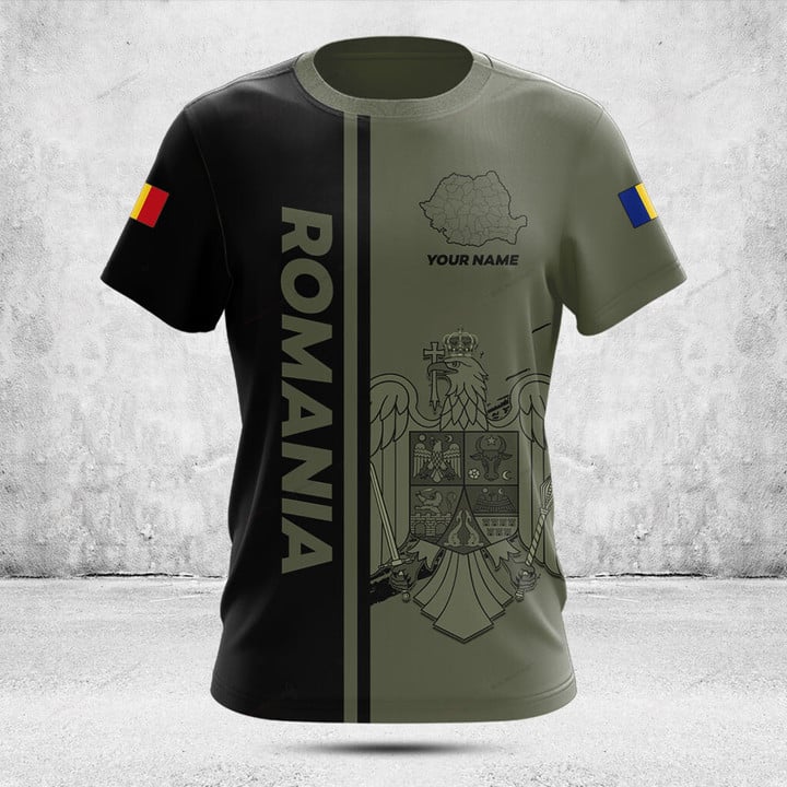 Men'S Fashion Names - Kaos Grafis Bendera Rumania Hijau Tentara