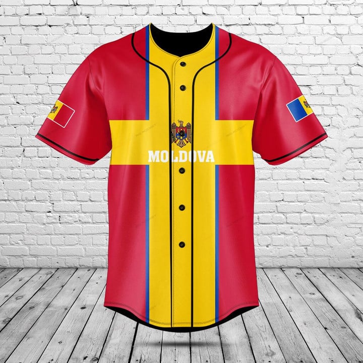 Men'S Fashion Names - Kemeja Kancing Grafis Bendera Moldova dengan