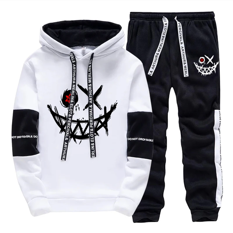 Mens Fashion Streetwear - Set Pria/Hoodie/Celana 2026 Musim Gugur Kasual