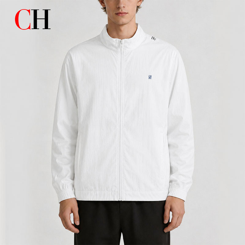 Windbreaker Men Zip - Jaket Pria CH Putih dengan Ritsleting,