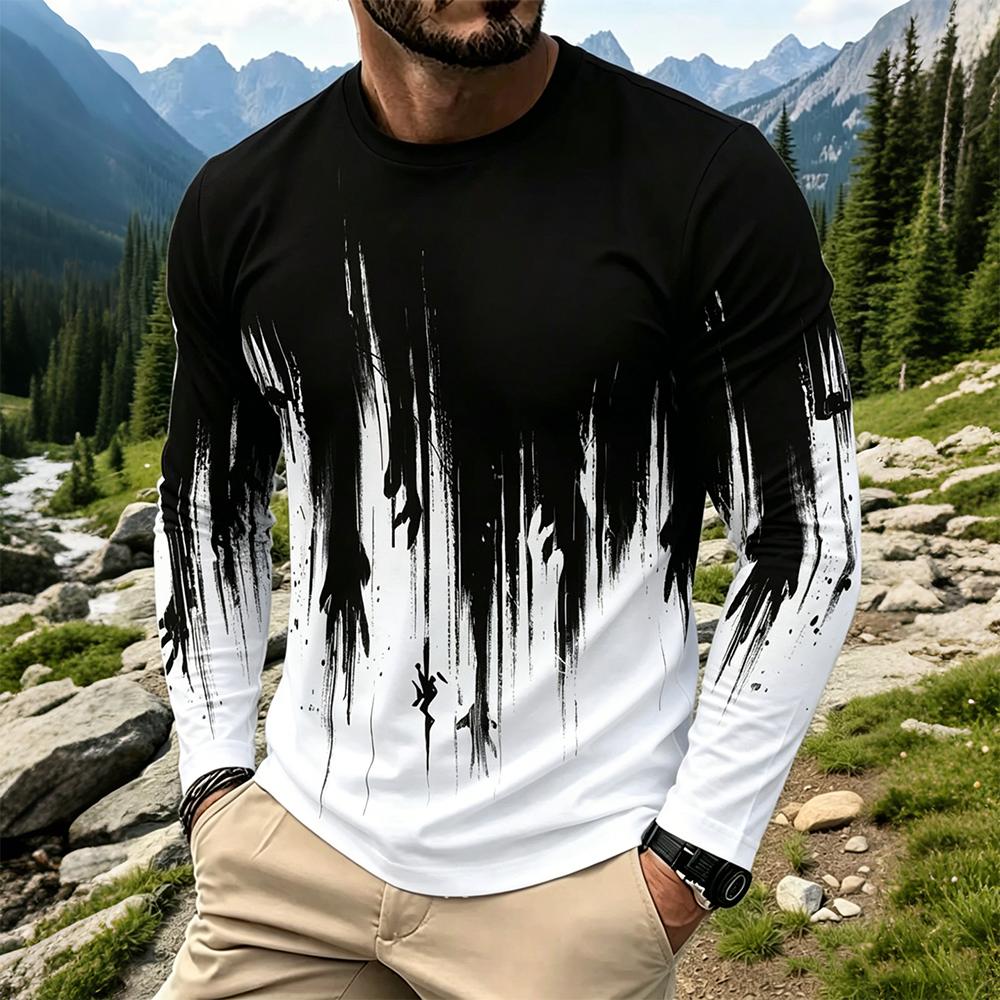 Mens Fashion Streetwear - Kaos Lengan Panjang Pria Motif Tinta