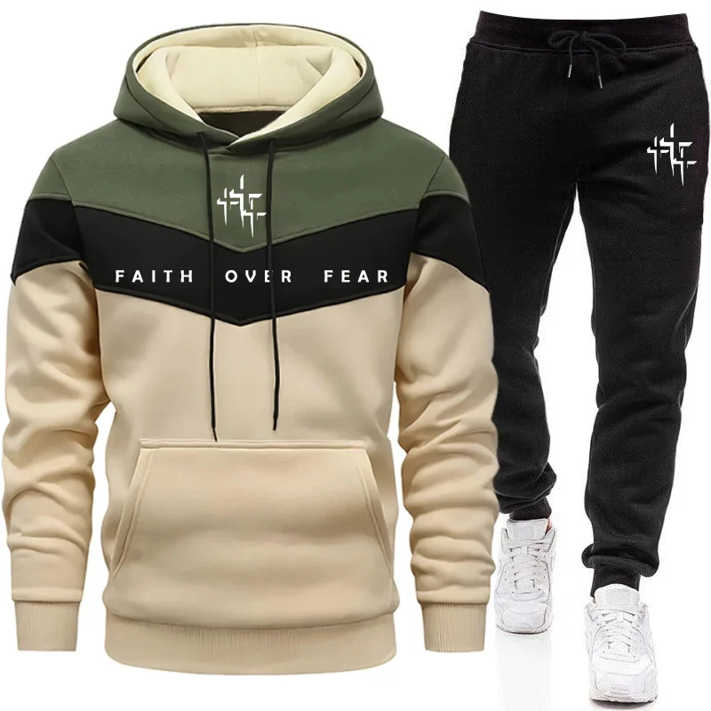 Faith Over Fear Setelan Olahra - Mens Fashion Streetwear ulasan dan harga