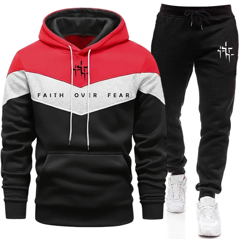 Faith Over Fear Setelan Olahra - Mens Fashion Streetwear ulasan dan harga