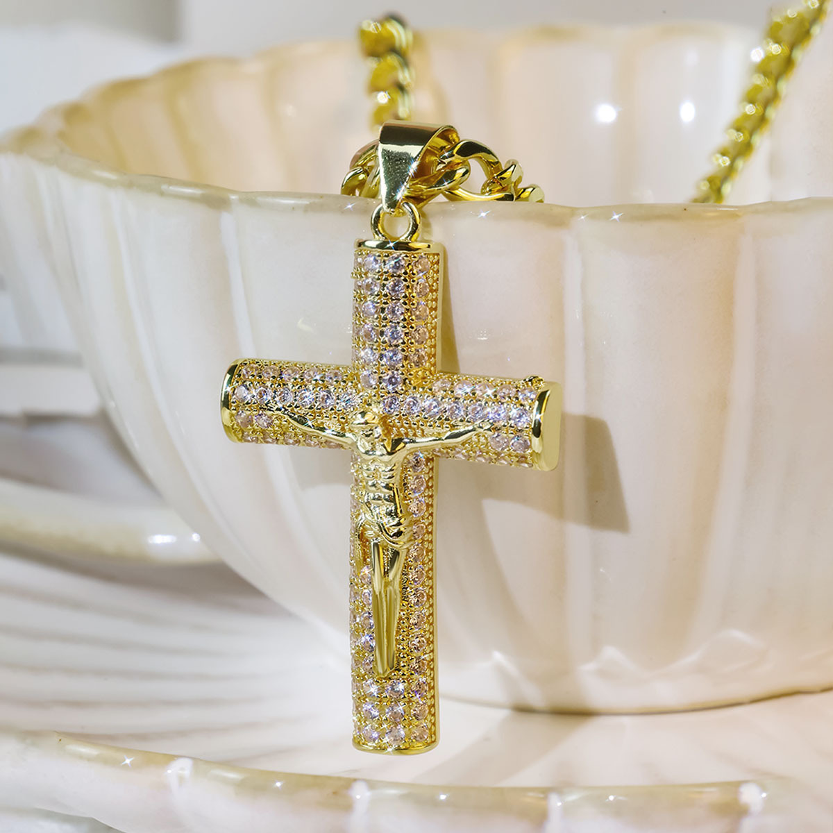 Kalung Salib Berlapis Emas unt - Men'S Fashion Gold Chain ulasan dan harga