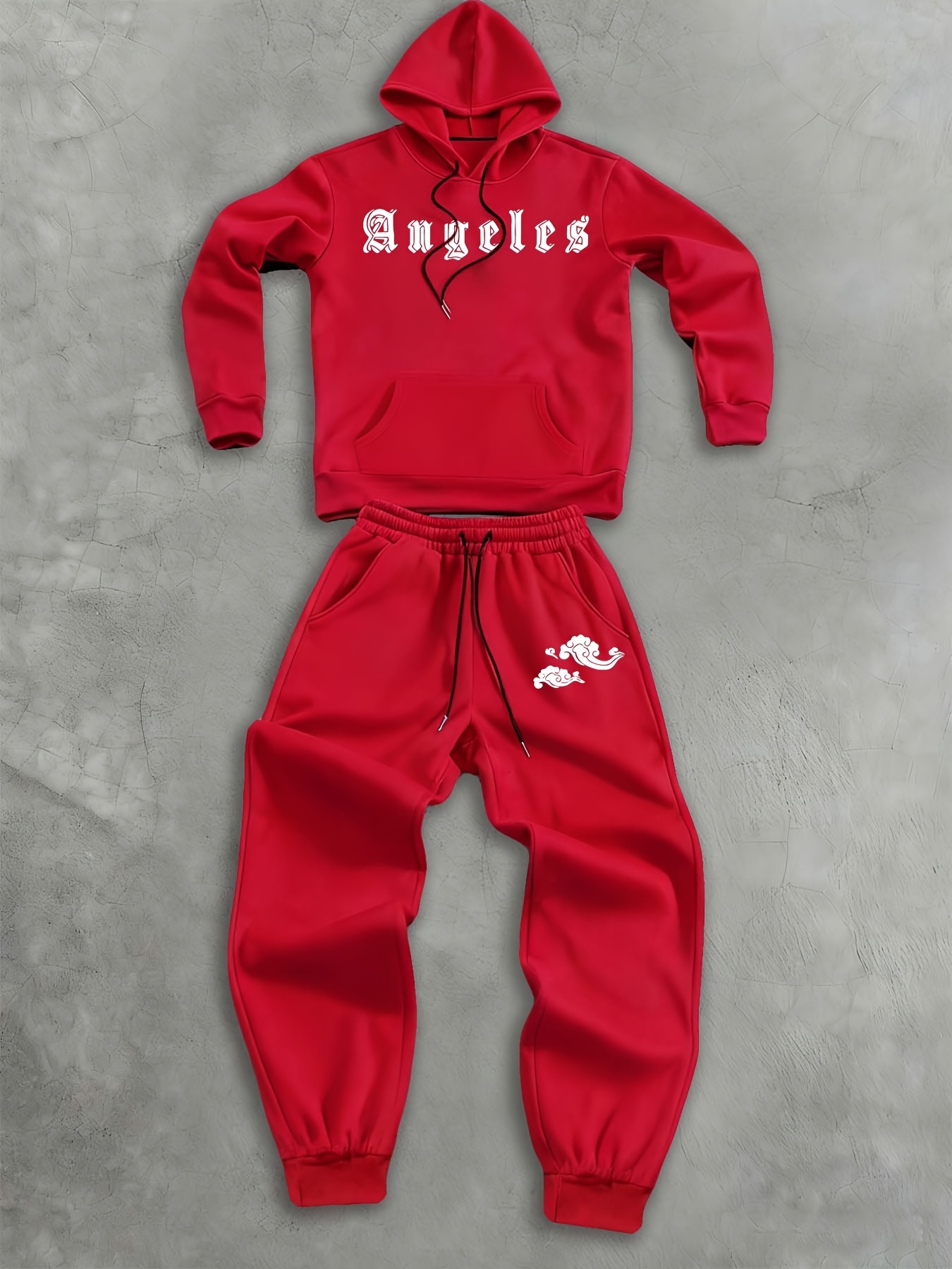 Setelan Olahraga Pria Abu-abu  - Streetwear Hoodie ulasan dan harga