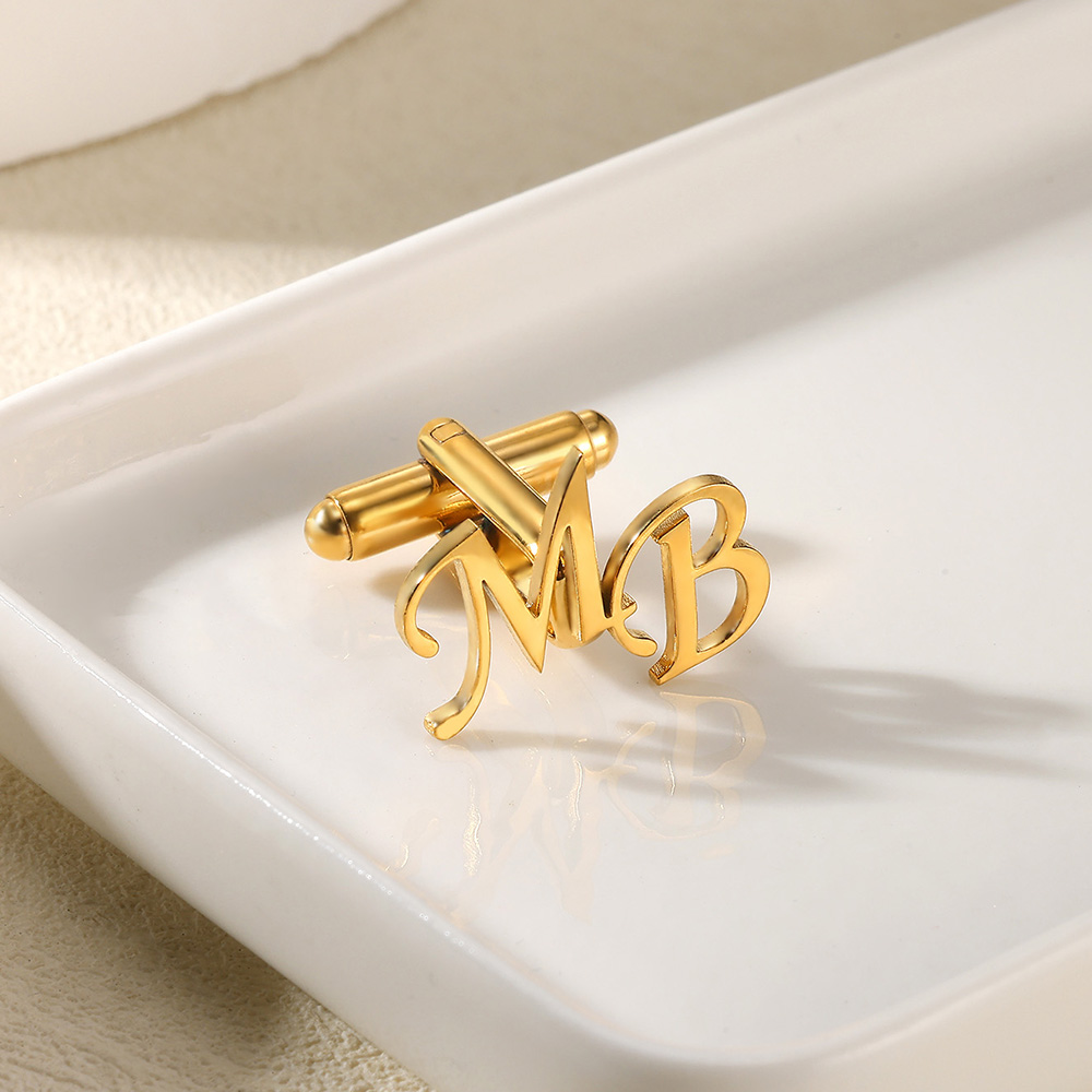 Kancing Manset Huruf Awal Kust - Men'S Fashion Gold Chain ulasan dan harga