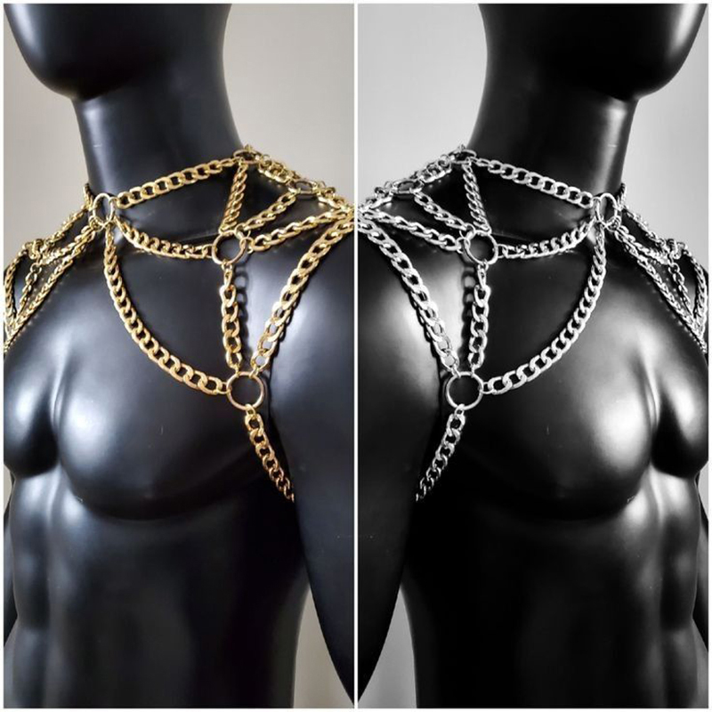 Punk Pria Bahu Tubuh Rantai Ke - Men'S Fashion Gold Chain ulasan dan harga
