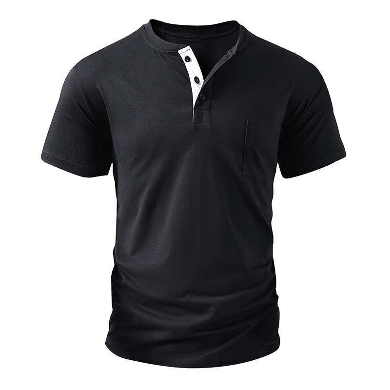 Kaus Henley Kaus Lengan Pendek - Mens Fashion Streetwear ulasan dan harga