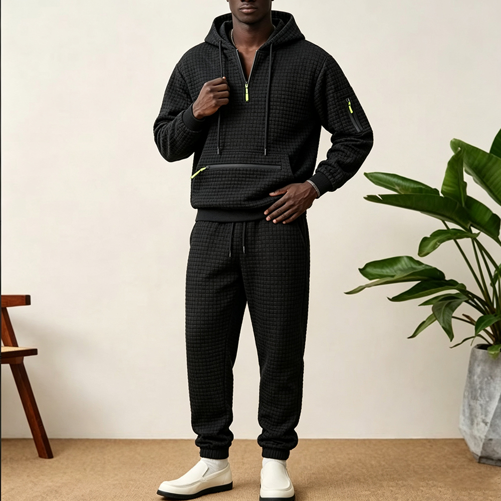 Setelan Olahraga Pria 2PCS Ber - Streetwear Hoodie ulasan dan harga