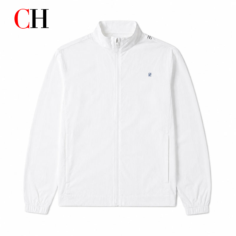 Jaket Pria CH Putih dengan Rit - Windbreaker Men Zip ulasan dan harga