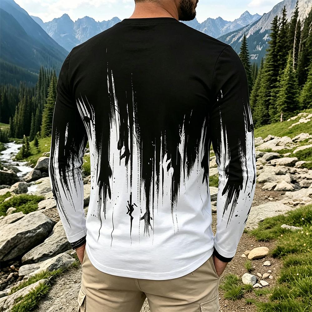 Kaos Lengan Panjang Pria Motif - Mens Fashion Streetwear ulasan dan harga