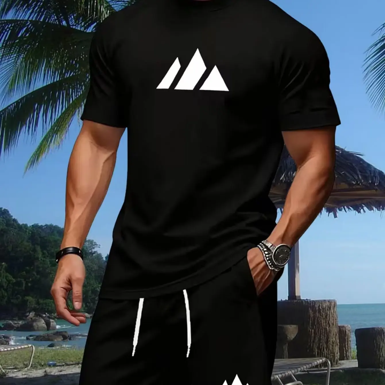 Kaos Polos Bermotif Kasual Fas - Mens Fashion Streetwear ulasan dan harga