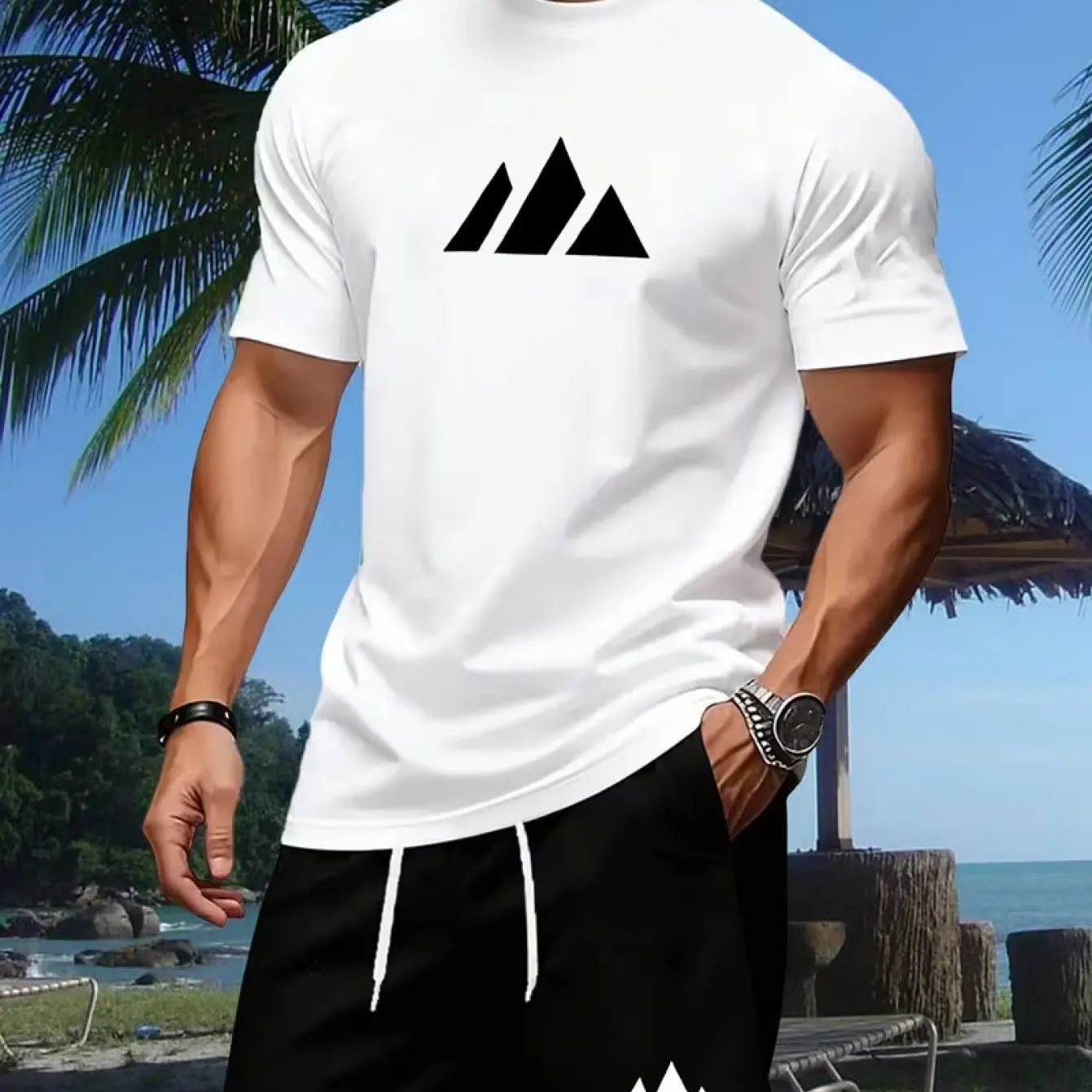 Kaos Polos Bermotif Kasual Fas - Mens Fashion Streetwear ulasan dan harga